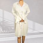 White Jama Cotton Shirt Dress with Flared Sleeves