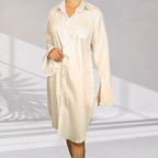 White Jama Cotton Shirt Dress with Flared Sleeves