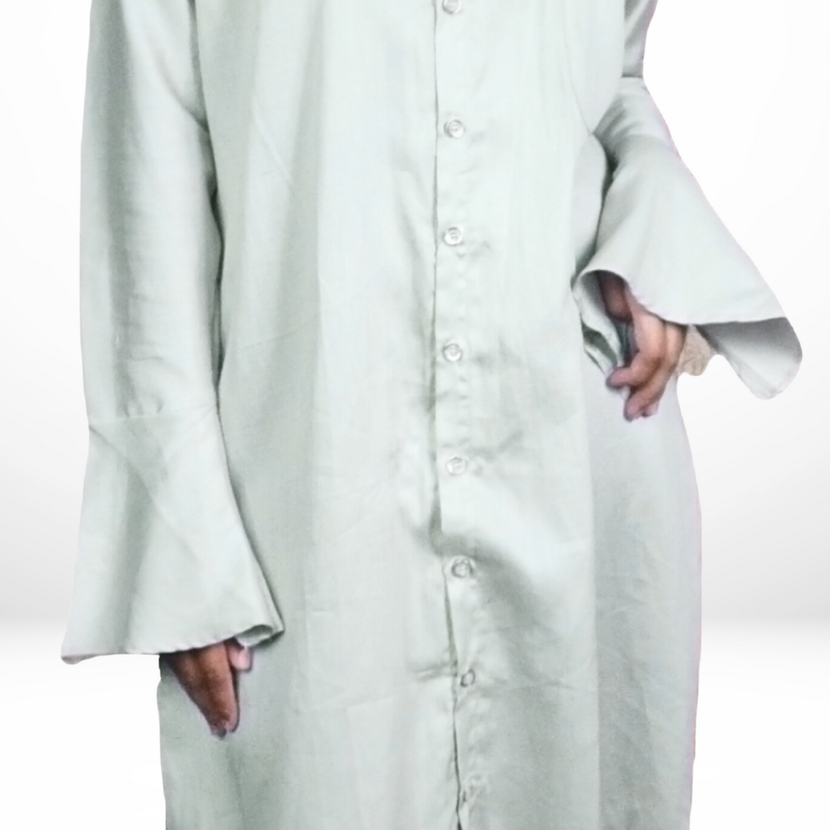 Silver White Jama Cotton Shirt Dress