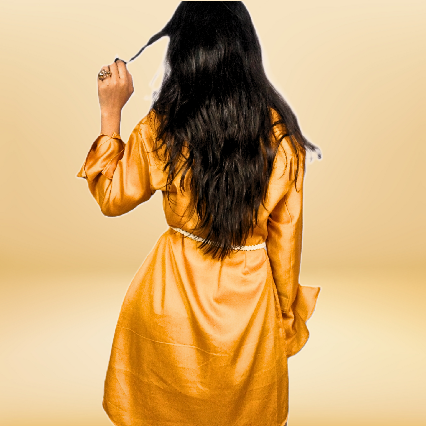 Mustard Shirt Dress in Jama Cotton - Lataree