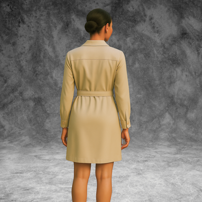 Blush Pink Shirt Dress with Patch Pocket - Lataree
