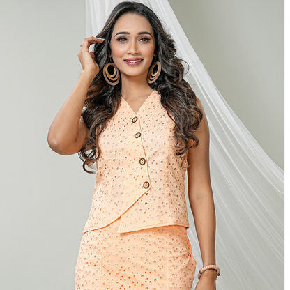 Peach Vest-Style Top with Short Skirt - Lataree