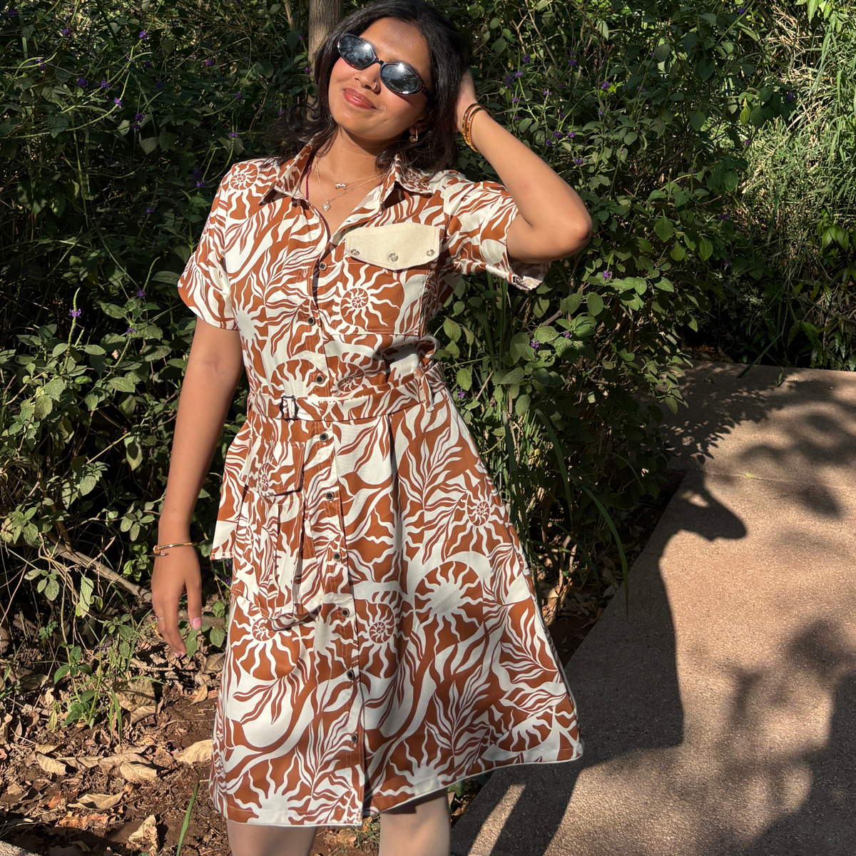 utility shirt dress Rust with Smart Cargo Pockets and make each garment Fleur du Mal Charlotte Size:9-mm Tunneling Dressing (Pair) 55115519