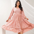 Pink Muslin Flared Midi Dress