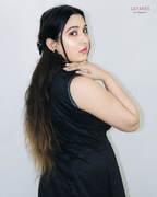 Black Satin Cotton Beaded Gown